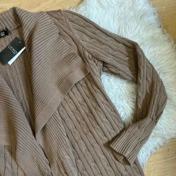 Lauren Ralph Lauren Women's Brown Collar Cardigan Sweater Size L NWT - Picture 4 of 9